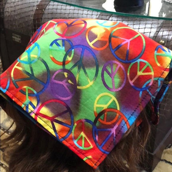 Bandana Peace sign print hair bandana or mask - Picture 5 of 7